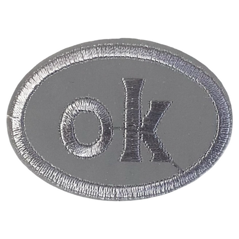 Reflecterende OK Tekst Strijk Embleem Patch Ovaal