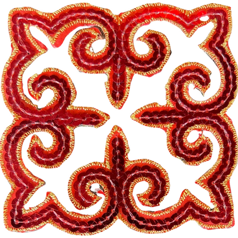 Tribal Paillette Rood Sequins Cosplay Strijk Embleem Patch