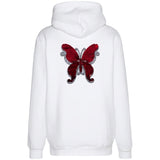 Vlinder Op Naai Embleem Patch Reversible Paillette Zilver Rood