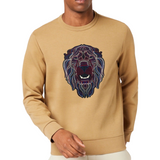 Leeuw Strijk Embleem Patch XXL op een mosterdgele sweater