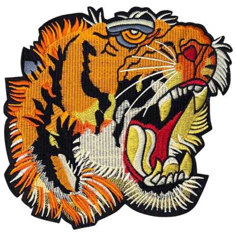 Tijger Kop Brullen Strijk Embleem Patch