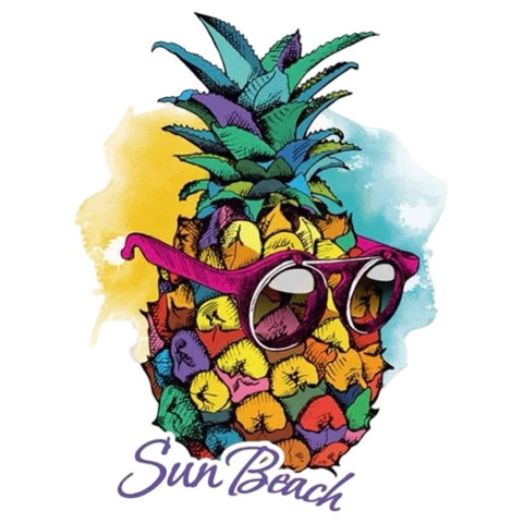 Ananas Sun Beach Tekst Strijk Applicatie