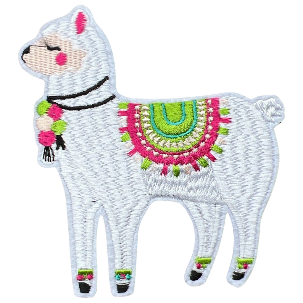 Lama Alpaca Strijk Embleem Patch Wit
