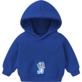 Poes Kat Poesje Strijk Embleem Patch Lichtblauw op een kleine blauwe baby hoodie