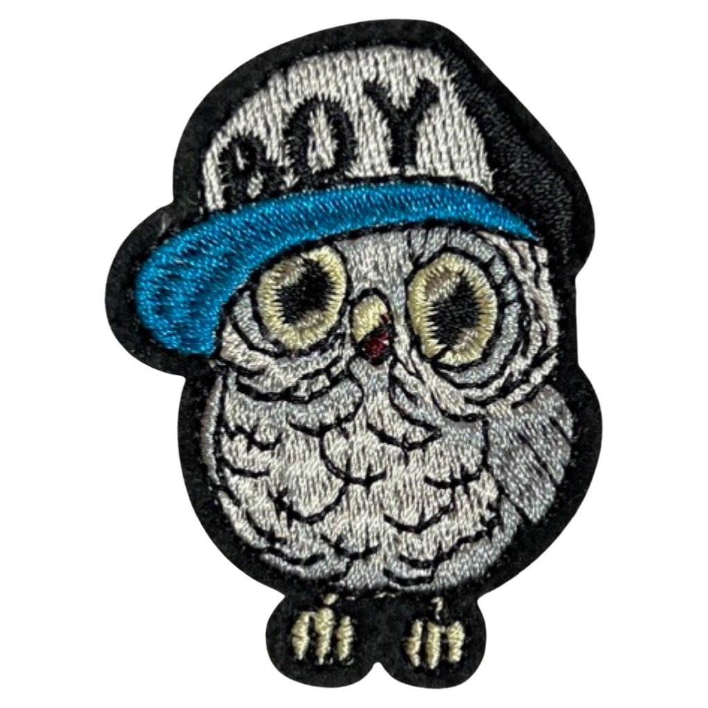 Uil Uiltje Uilen Strijk Embleem Patch Boy Tekst Blauw