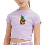 Ananas Sun Beach Tekst Strijk Applicatie op een lila shirtje