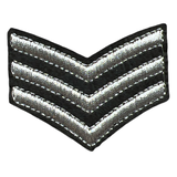 Military Rang Strepen Embleem Strijk Patch Zilver
