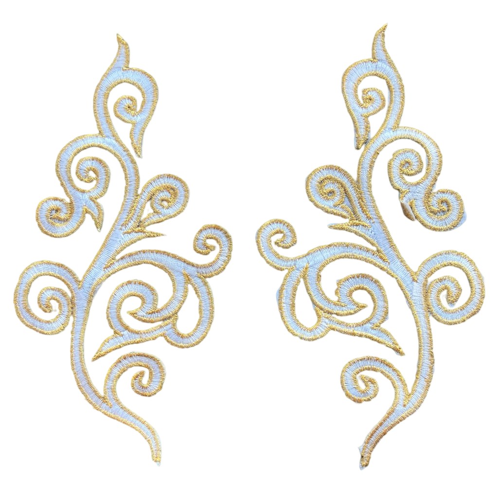 Venetiaans Kant Cosplay Sequins Strijk Applicatie Patch Set Wit Goud
