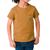 Muzieknoot Strijk Embleem Patch op een mosterdgeel t-shirt