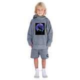 Wolf Sterrenhemel Strijk Applicatie op een grijze hoodie