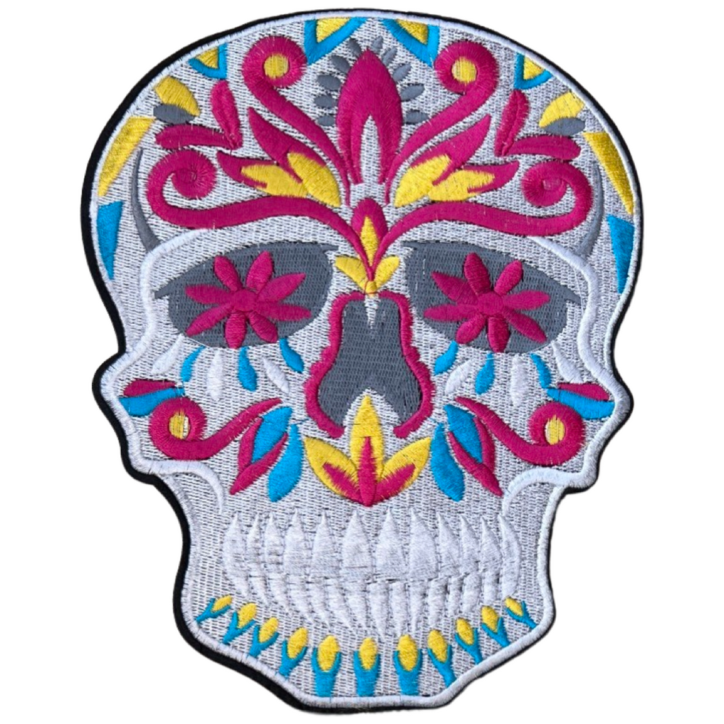 Sugar Skull Versierde Schedel XL Strijk Embleem Patch