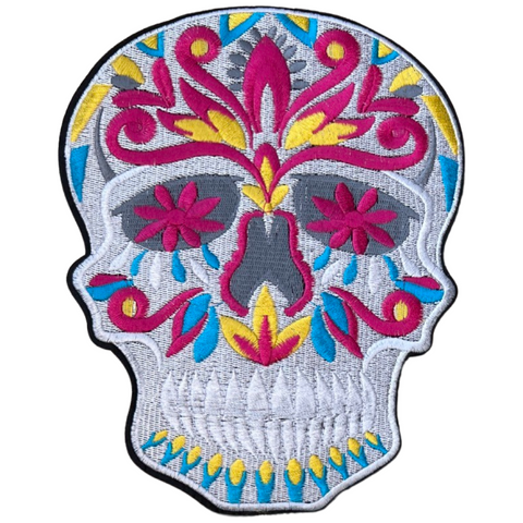 Sugar Skull Versierde Schedel XL Strijk Embleem Patch