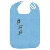 Drie maal de Muzieknoot Strijk Embleem Patch op een blauwe slabber