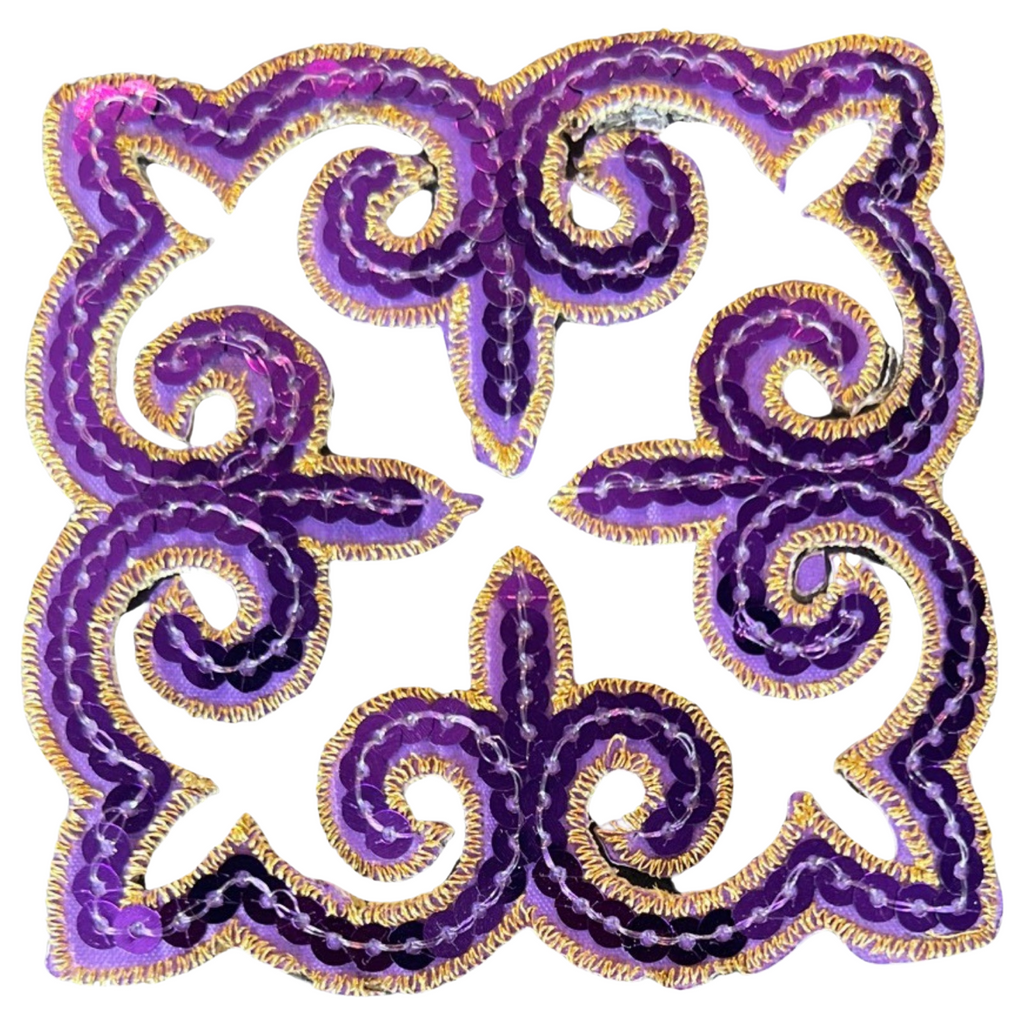 Tribal Paillette Paars Sequins Cosplay Strijk Embleem Patch