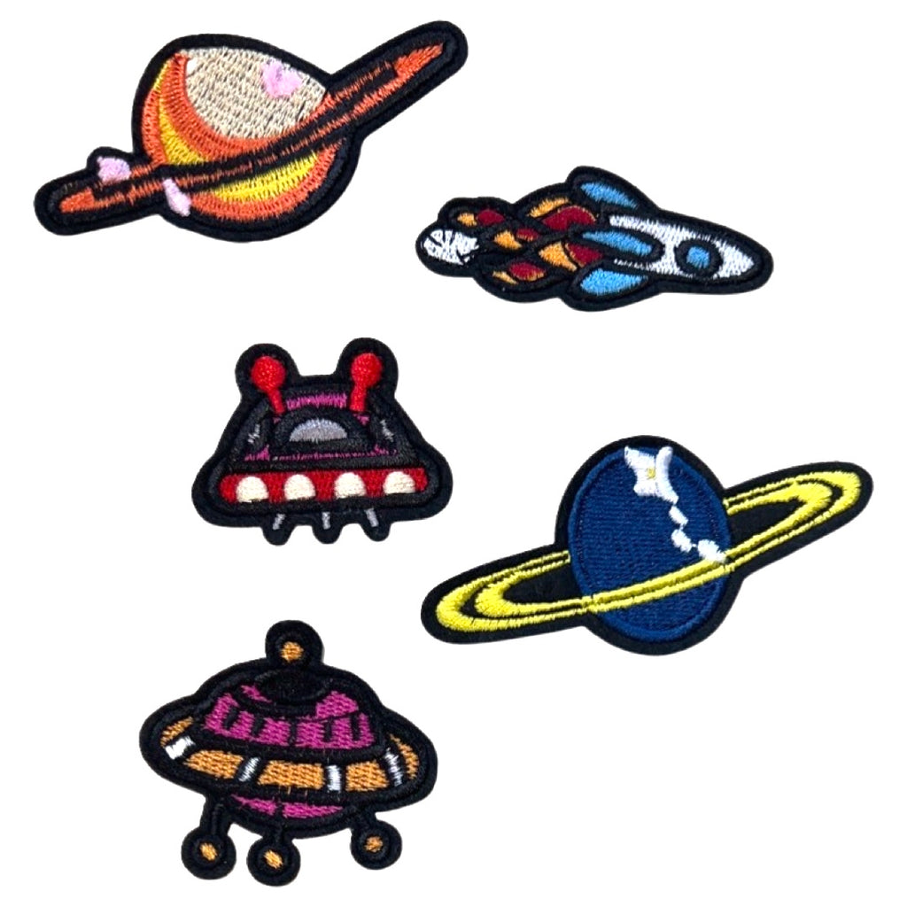 UFO Planeet Raket Ruimtevaart Strijk Patch Set