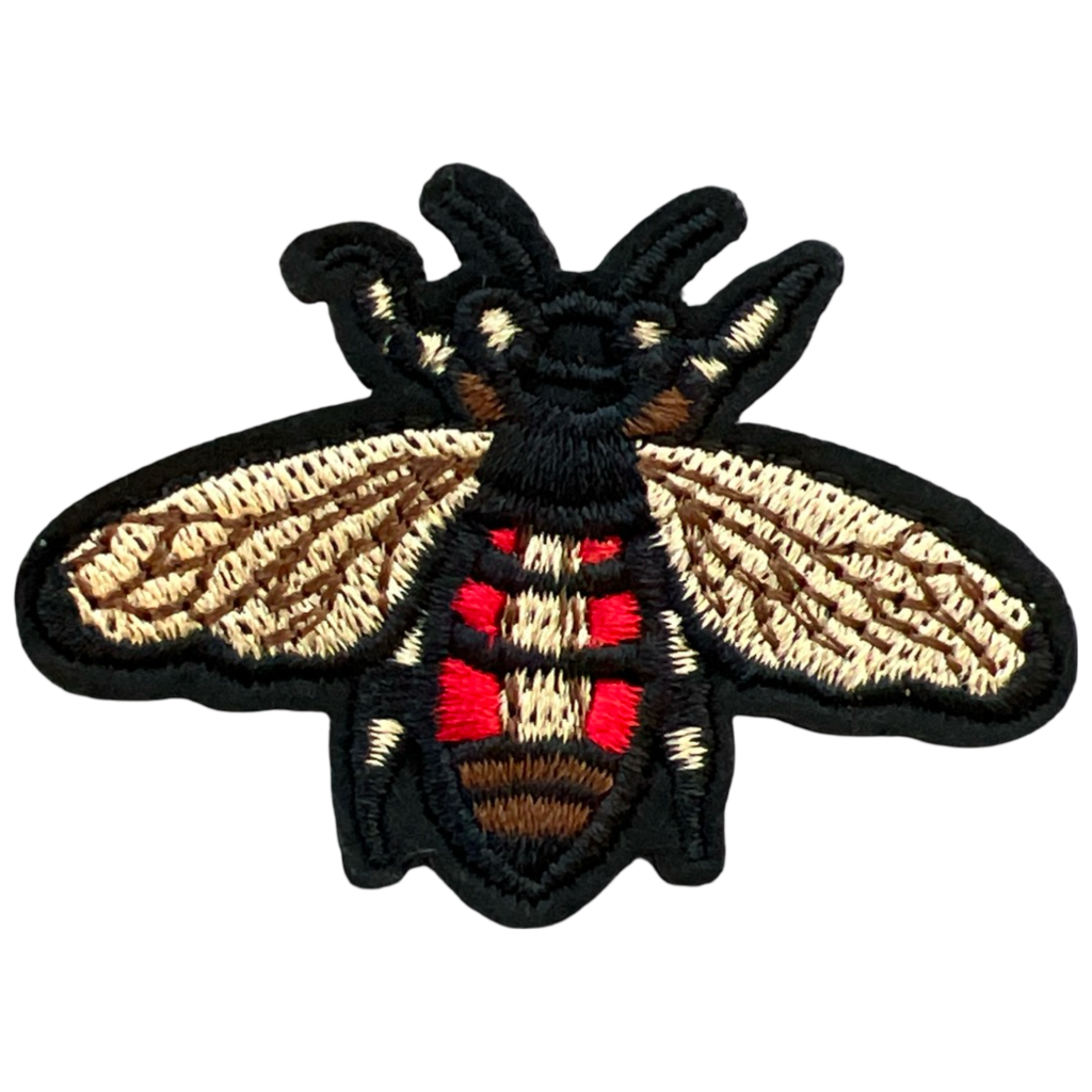 Bij Bijen Strijk Embleem Patch Rood Beige