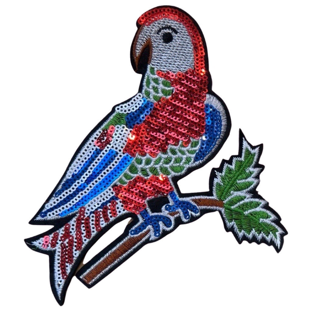 Papegaai Paillette Strijk Embleem Patch