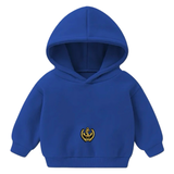 Anker Marine Embleem Strijk Patch op een kleine blauwe hoodie