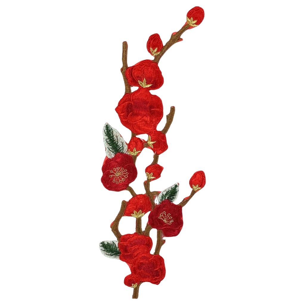 Bloesem Bloemen Tak Strijk Embleem Rood