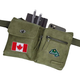 Lucky tekst Opnaai Embleem Patch Sticker op een groen heuptasje