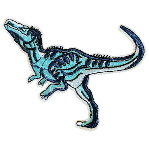 Tyrannosaurus T-Rex Dinosaurus Strijk Embleem Patch Blauw