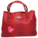 Girl Power Tekst Strijk Embleem Patch op een rode tas met slangenprint