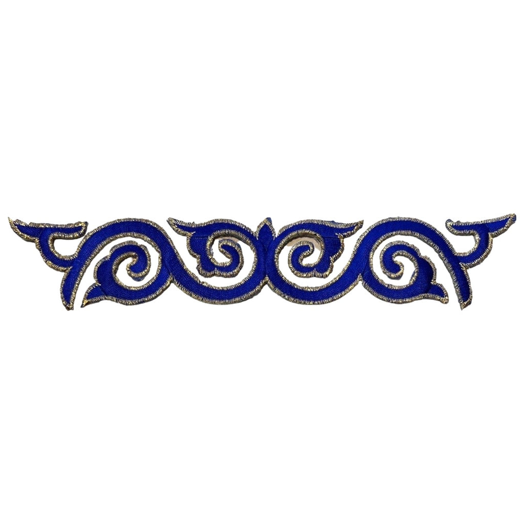 Cosplay Sequins Venetiaans Kant Strijk Applicatie Patch Blauw Goud