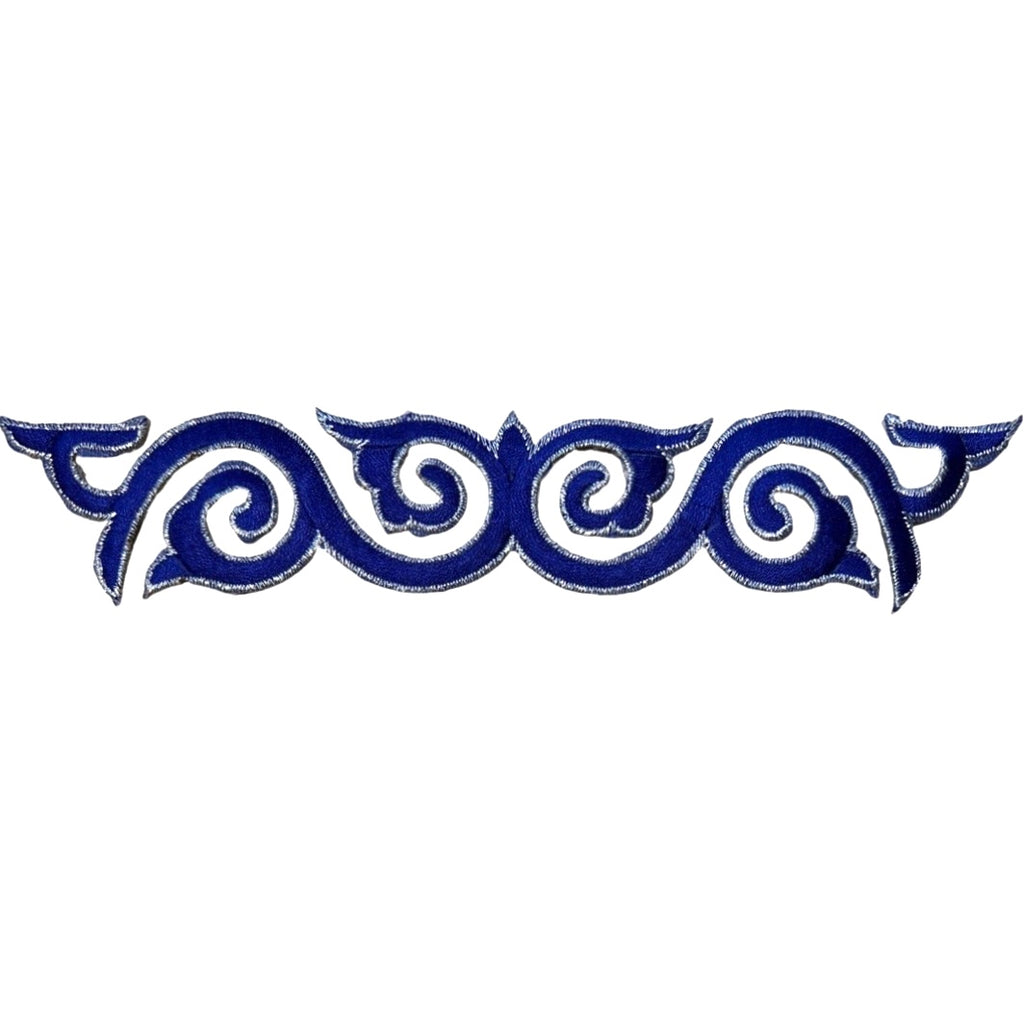 Cosplay Sequins Venetiaans Kant Strijk Applicatie Patch Blauw Zilver