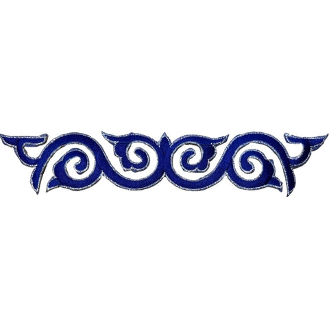 Cosplay Sequins Venetiaans Kant Strijk Applicatie Patch Blauw Zilver