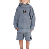 Mandril Aap Masker Strijk Embleem Patch op een grijze hoodie