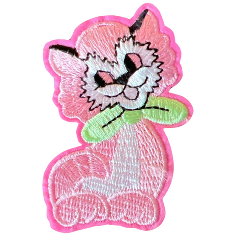 Poes Kat Poesje Strijk Embleem Patch Roze