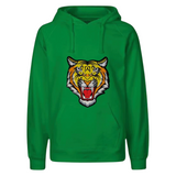 Tijger XL Strijk Embleem Patch op een groene hoodie