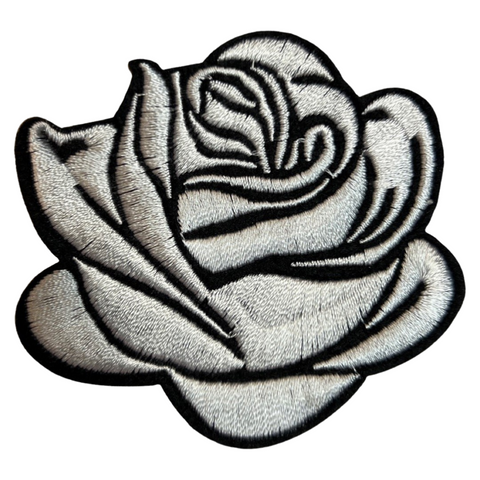 Roos Rozen Bloem Bloemen Strijk Embleem Patch Grijs