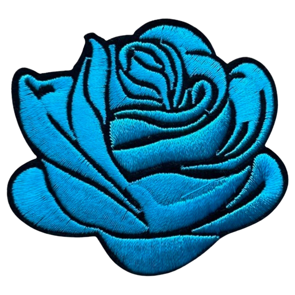Roos Rozen Bloem Bloemen Strijk Embleem Patch Blauw