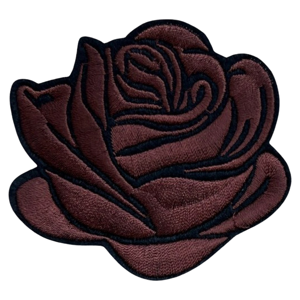 Roos Rozen Bloem Bloemen Strijk Embleem Patch Bruin