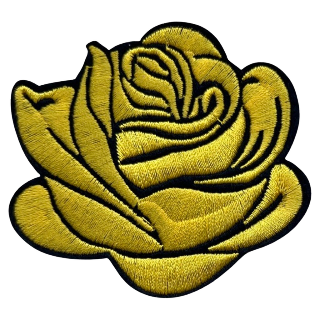 Roos Rozen Bloem Bloemen Strijk Embleem Patch Goudgeel