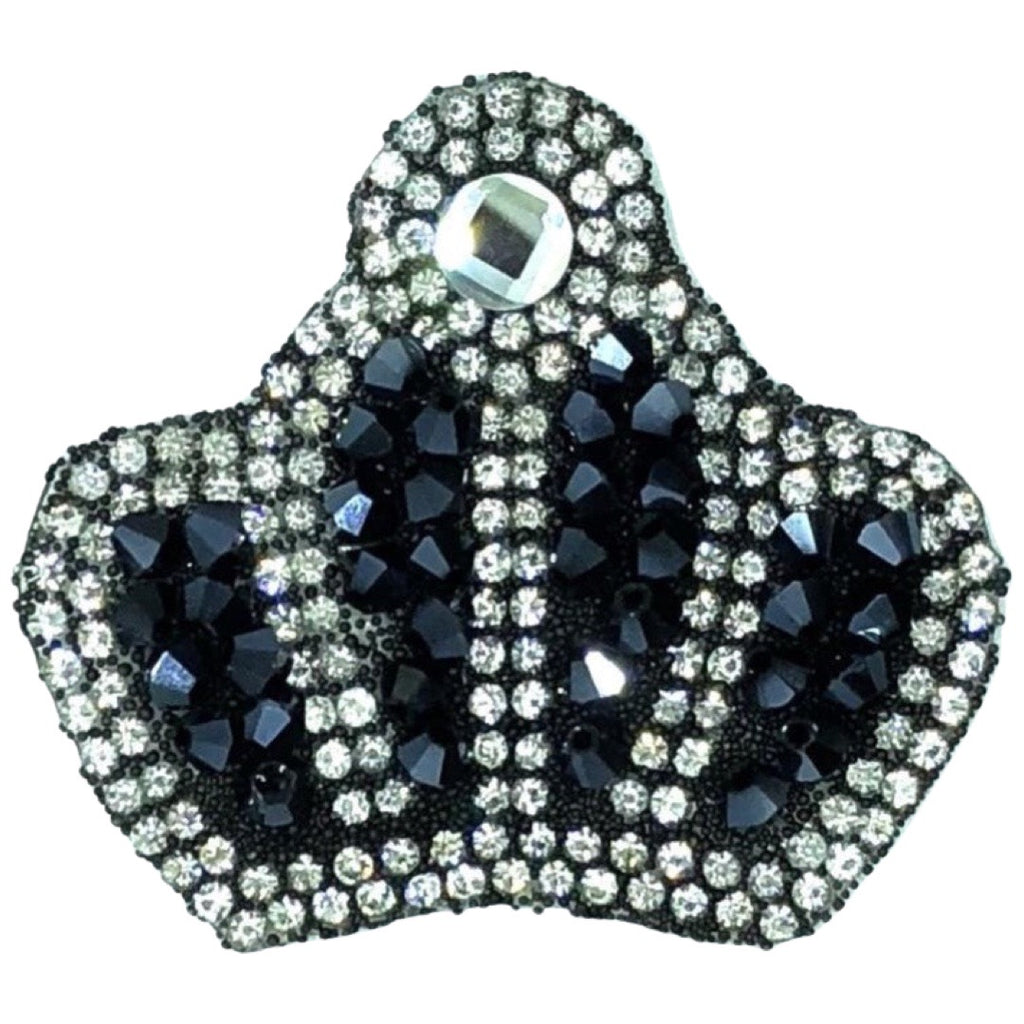 Kroon Strass Strijk Embleem Patch Antraciet