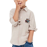 Corgi Hondje Roos Strijk Embleem Patch op een beige blouse