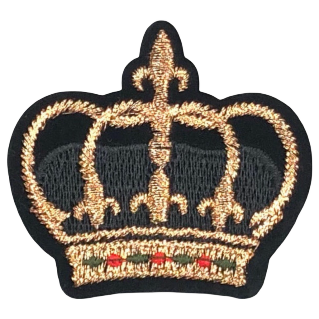 Kroon Strijk Embleem Patch Rose Goud Zwart