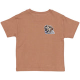 Hond Golden Retriever Embleem Patch op een beige bruin t-shirt