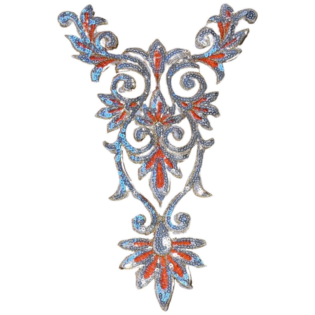 Yackalasi Cosplay Sequins Ventiaans Kant Strijk Applicatie Patch Zilver Oranje