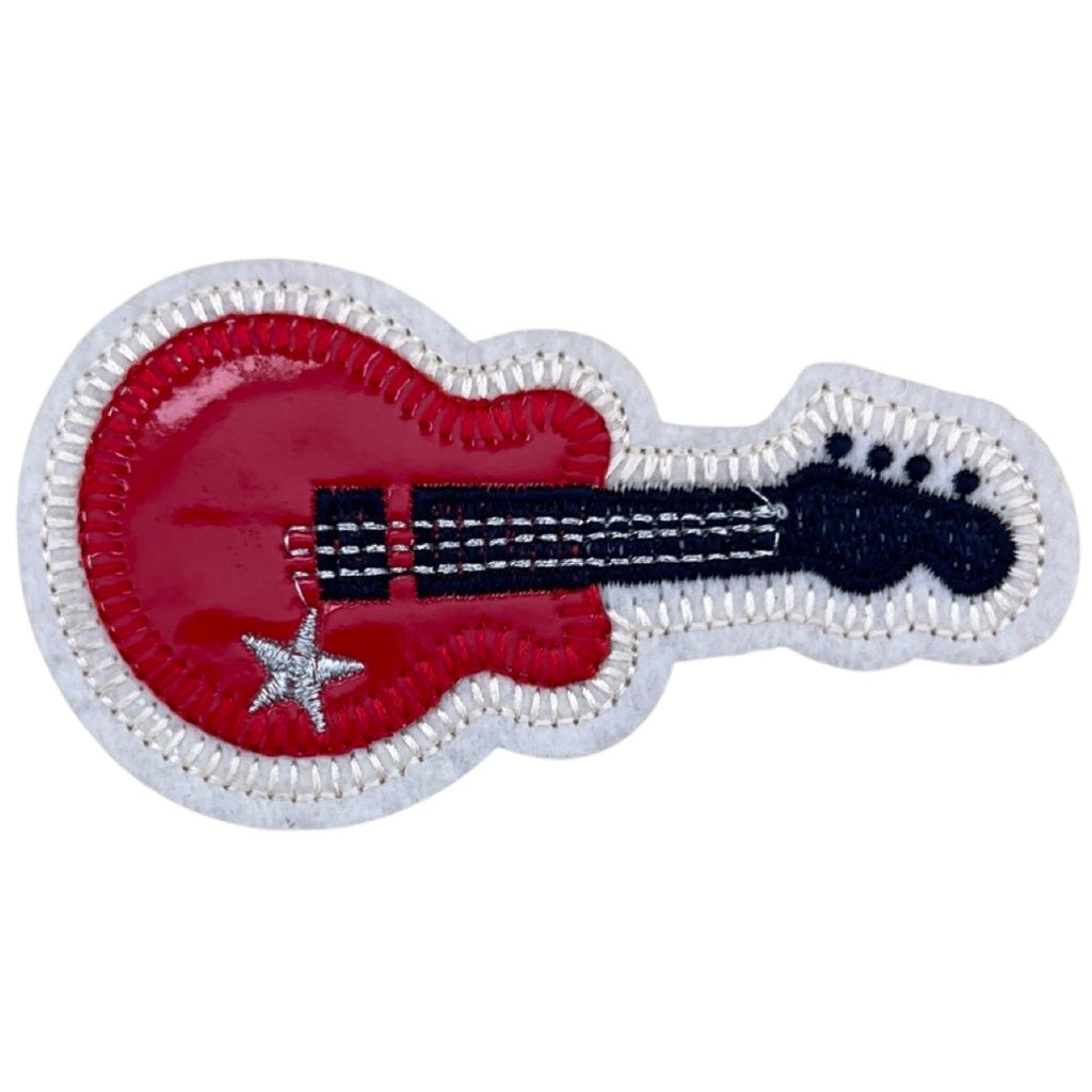 Gitaar Strijk Embleem Patch Lederlook Rood