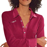 Broche Sierspeld Hartje Strass Steentjes op een fuchsia blouse