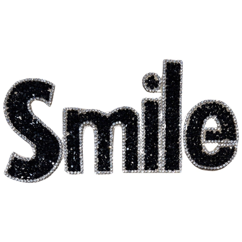 Smile Tekst Strass Steentjes Strijk Embleem Patch