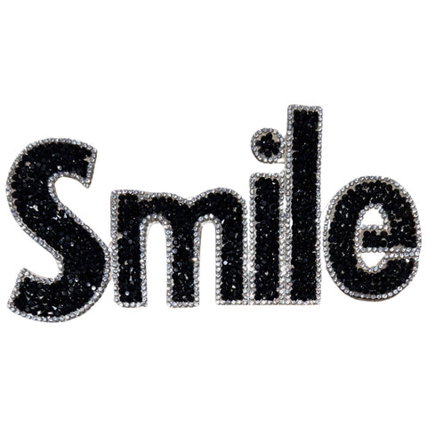 Smile Tekst Strass Steentjes Strijk Embleem Patch