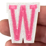 Alfabet Strijk Letter Embleem Patch W Roze Wit