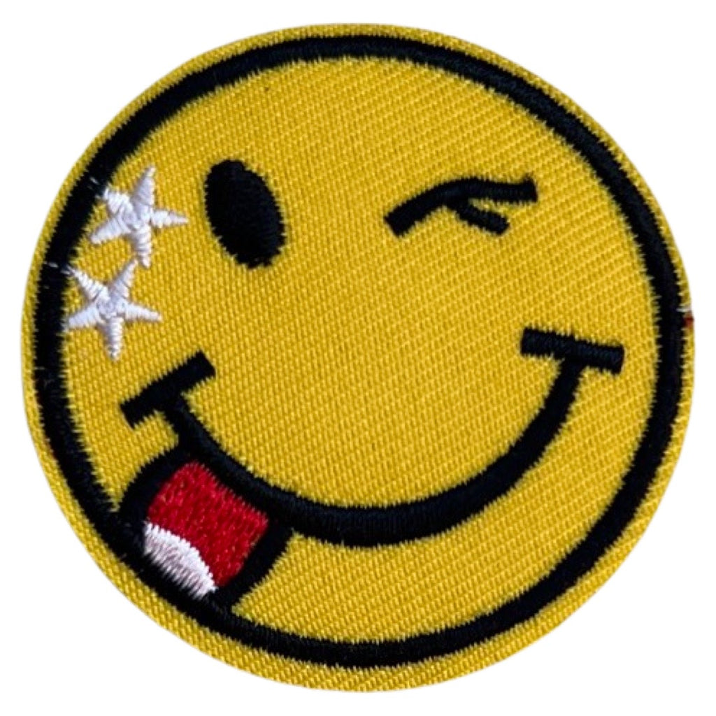 Emoji Smiley Strijk Embleem Patch Knipoog