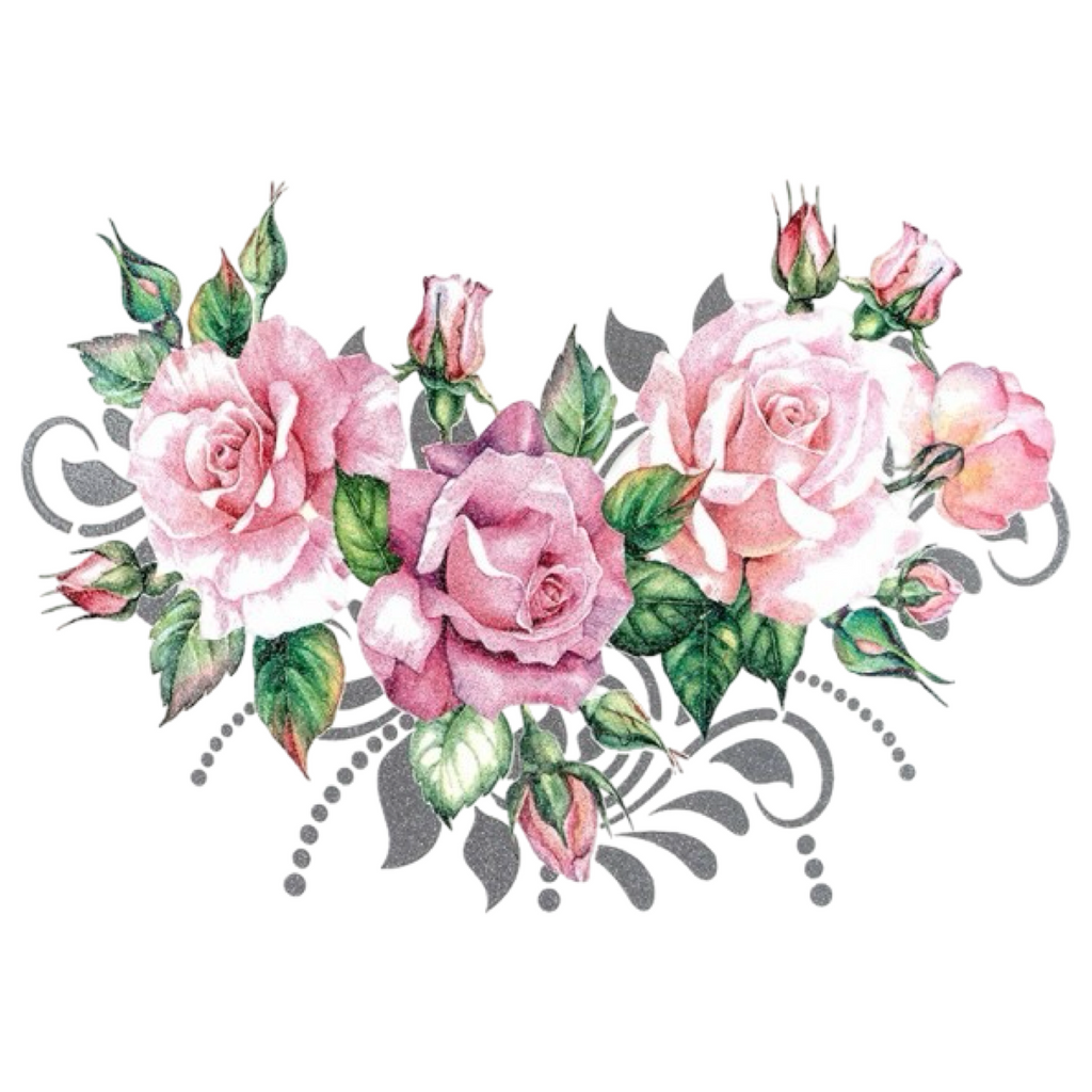 Full Color Strijk Applicatie Glitter Rozen Bloemen