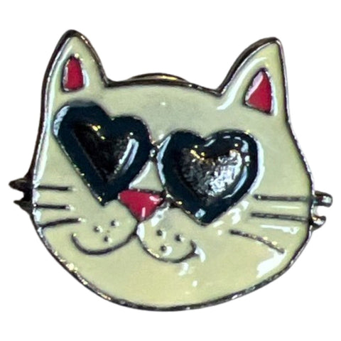 Poes Kat Emaille Pin Met Hartjes Ogen
