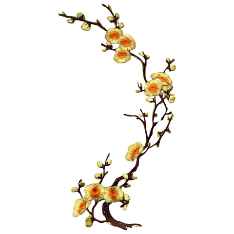 Bloesem Bloemen Tak Strijk Embleem Patch Geel